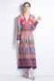 Entrancing Runway Fashion Floral Print V-Neck, Long Sleeves Party, Cocktail, Wedding Guest Maxi Dress